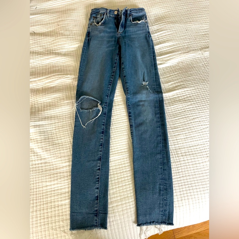 AGOLDE Sophie distressed denim jeans dark wash
